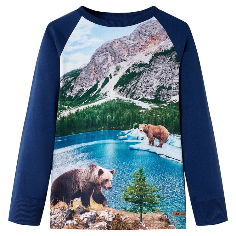 Vidaxl Kinderhemd mit langen Ärmeln 104 Marineblau