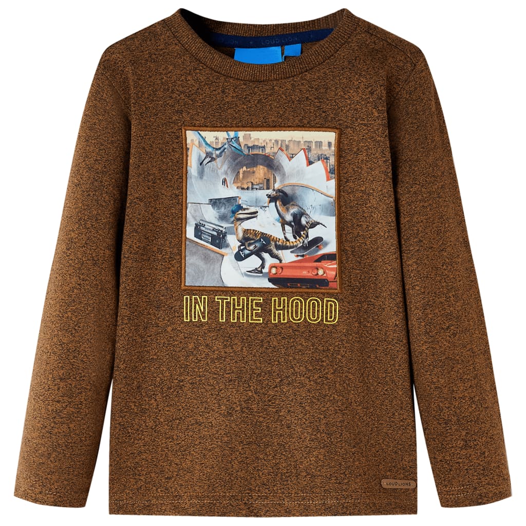 Vidaxl -Kinderhemd mit langen Ärmeln 92 gemischte Cognac Farbe