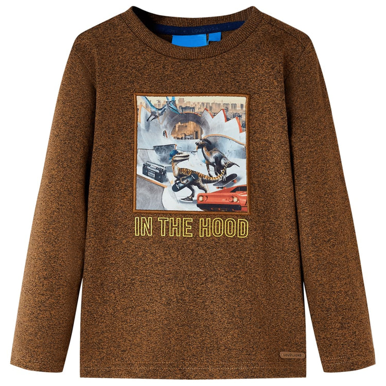 Vidaxl -Kinderhemd mit langen Ärmeln 92 gemischte Cognac Farbe