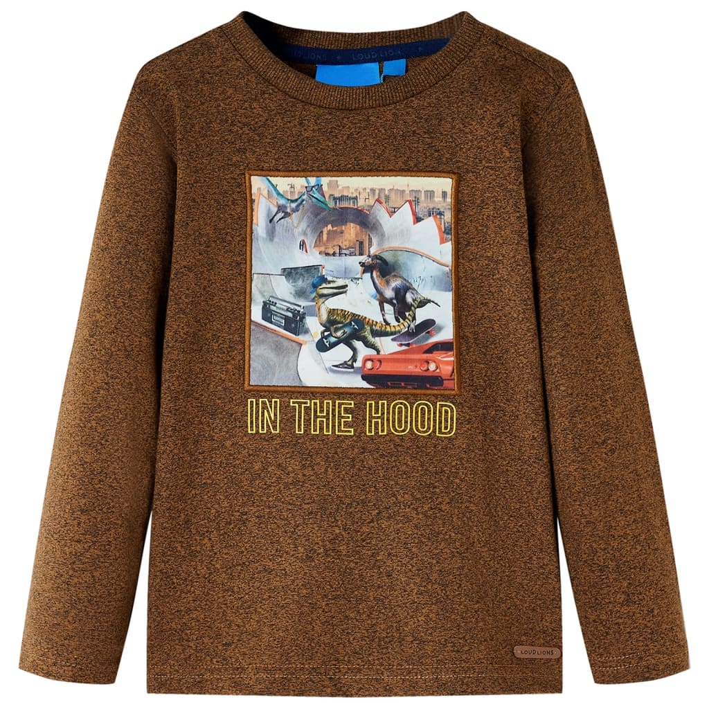 Vidaxl -Kinderhemd mit langen Ärmeln 104 gemischte Cognac -Farbe