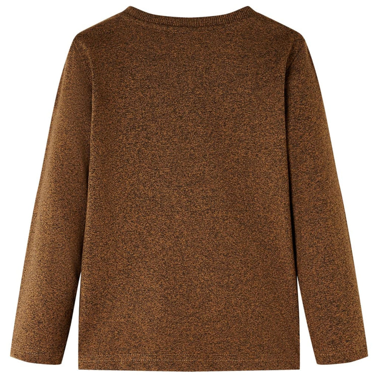 Vidaxl -Kinderhemd mit langen Ärmeln 104 gemischte Cognac -Farbe