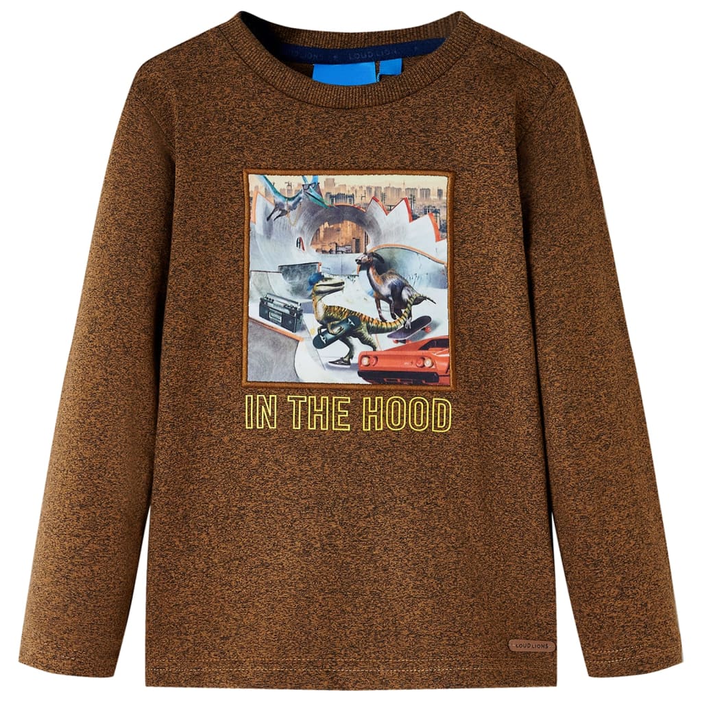 Vidaxl -Kinderhemd mit langen Ärmeln 128 gemischte Cognac -Farbe