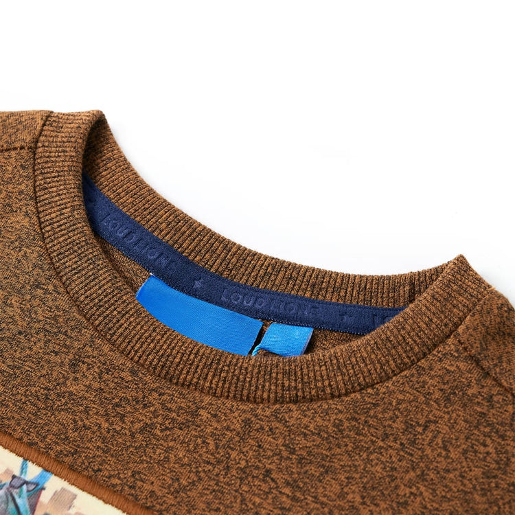 Vidaxl -Kinderhemd mit langen Ärmeln 128 gemischte Cognac -Farbe