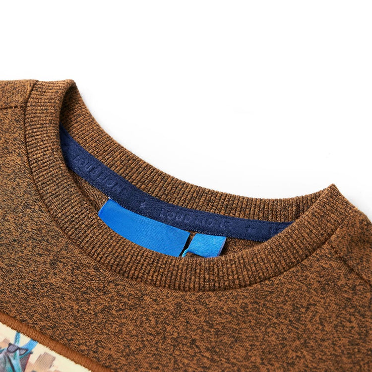Vidaxl -Kinderhemd mit langen Ärmeln 140 gemischte Cognac Farbe