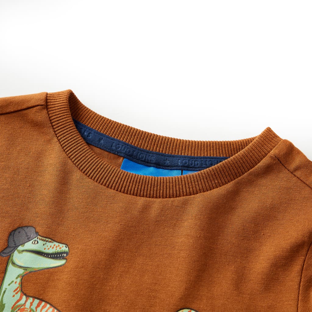 Vidaxl -Kinderhemd mit langen Ärmeln 92 Cognac gefärbt