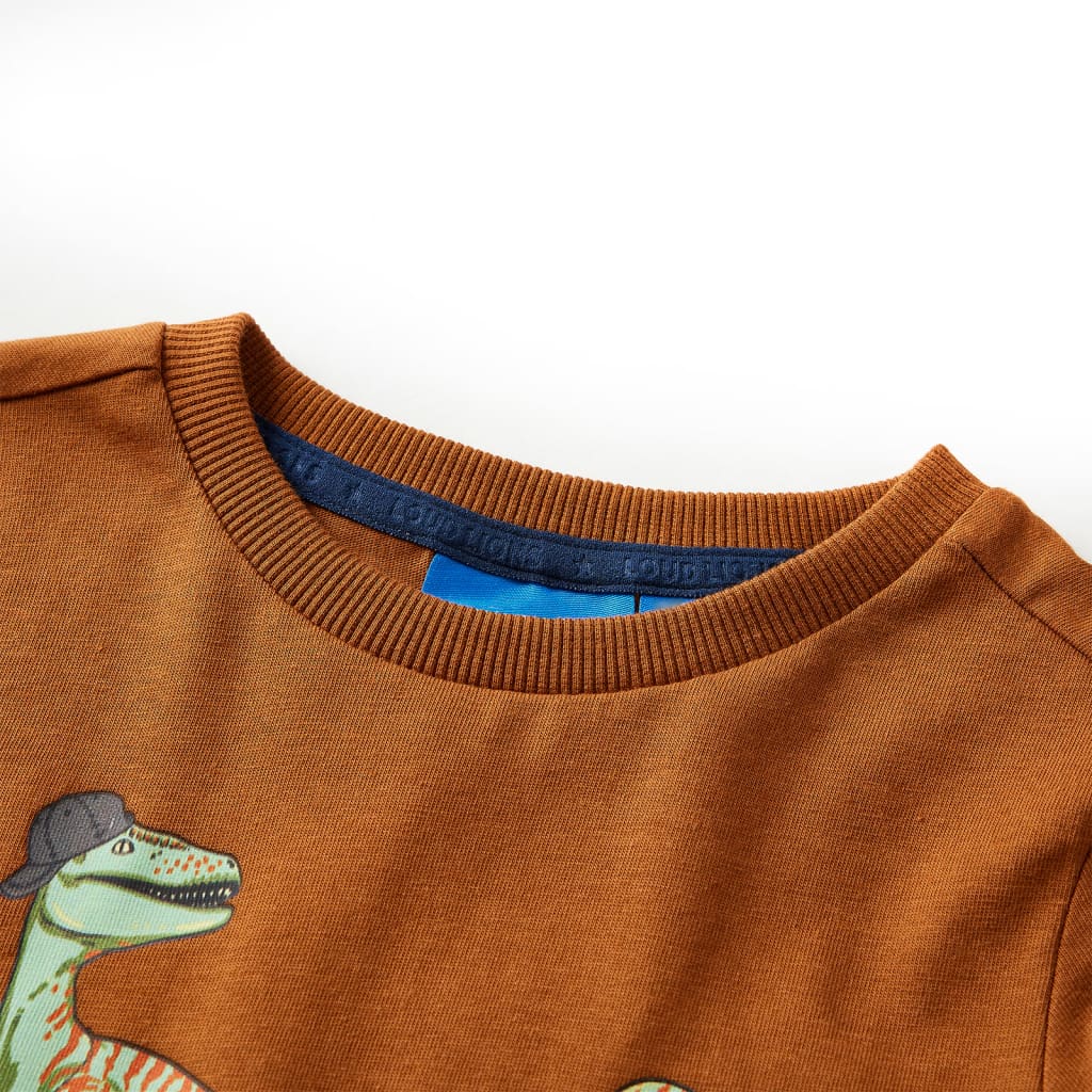 Vidaxl -Kinderhemd mit langen Ärmeln 104 Cognac gefärbt