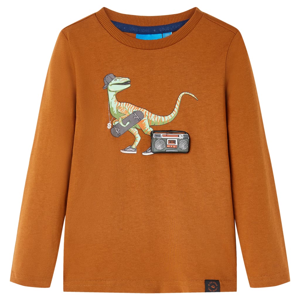 Vidaxl Kinderhemd mit langen Ärmeln 116 Cognac gefärbt