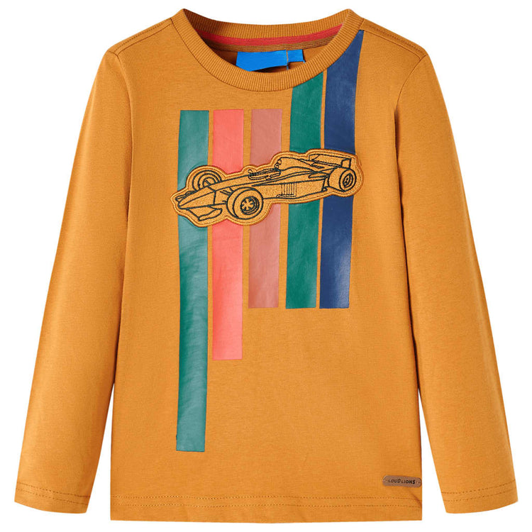 Vidaxl -Kinderhemd mit langen Ärmeln 140 dunkle Kupferfarbe