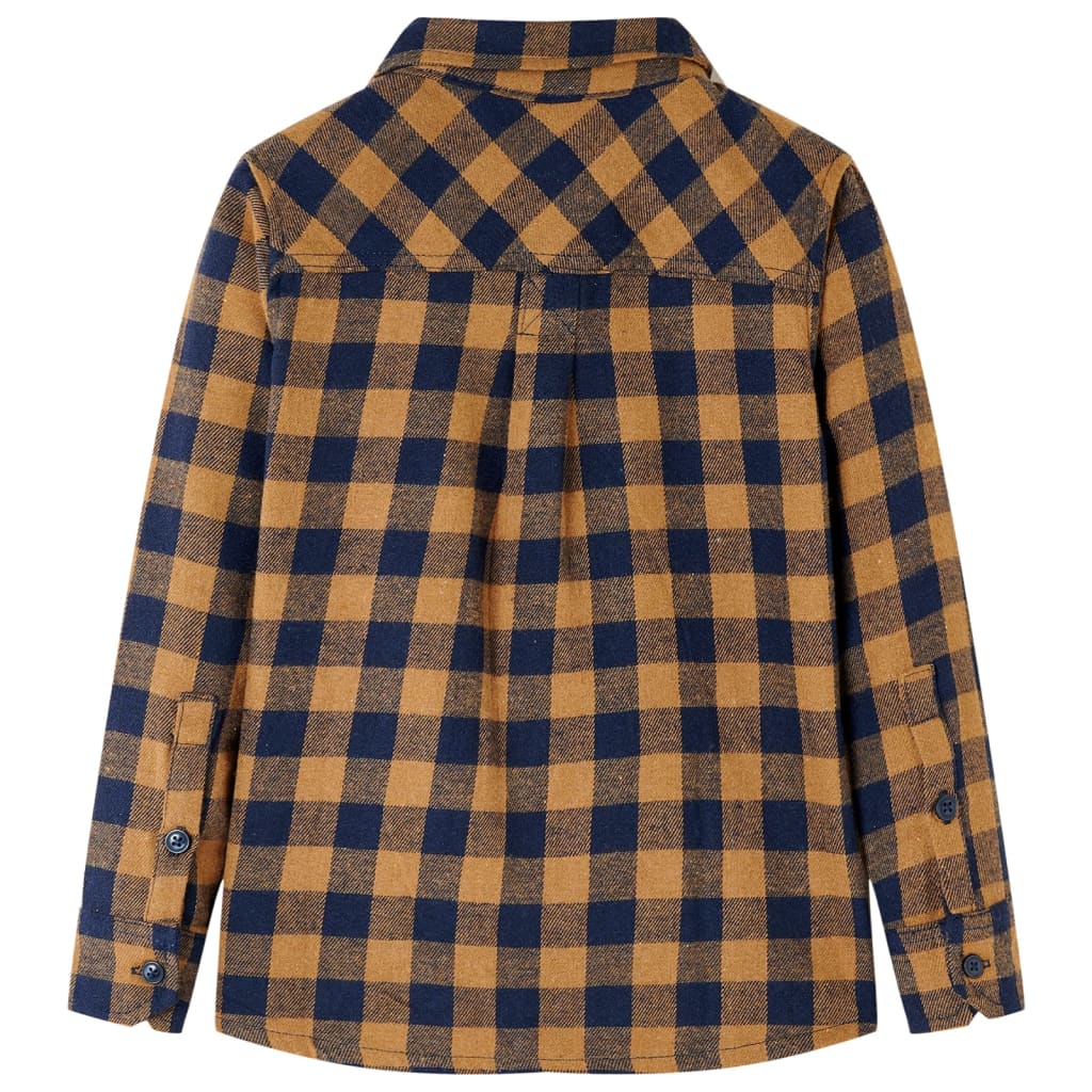 Vidaxl Kinderhemd kariert 104 Cognac farbig und blau