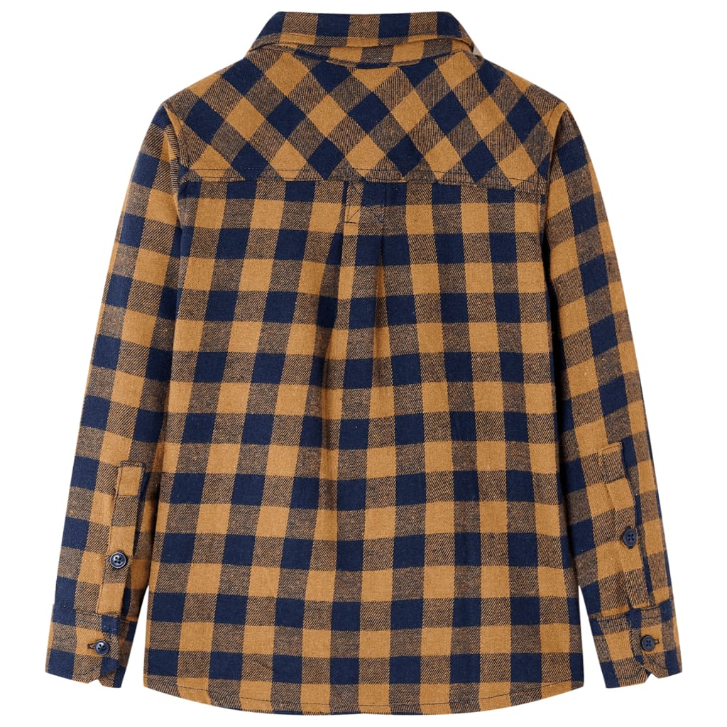 Vidaxl Kinderhemd kariert 128 Cognac farbig und blau