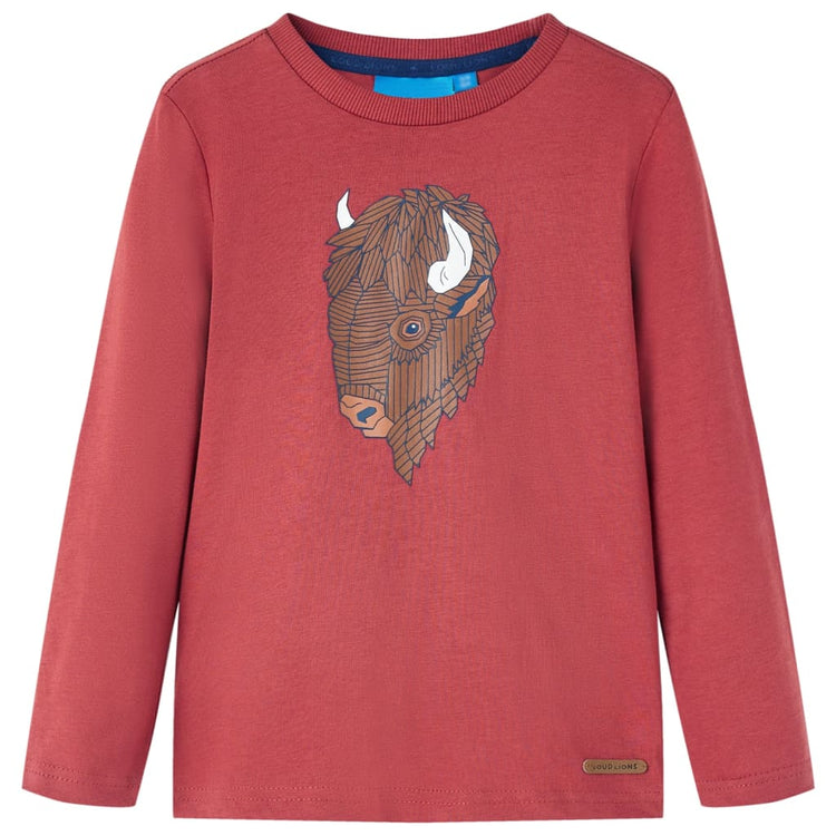 Vidaxl -Kinderhemd mit langen Ärmeln 104 rot -Brown