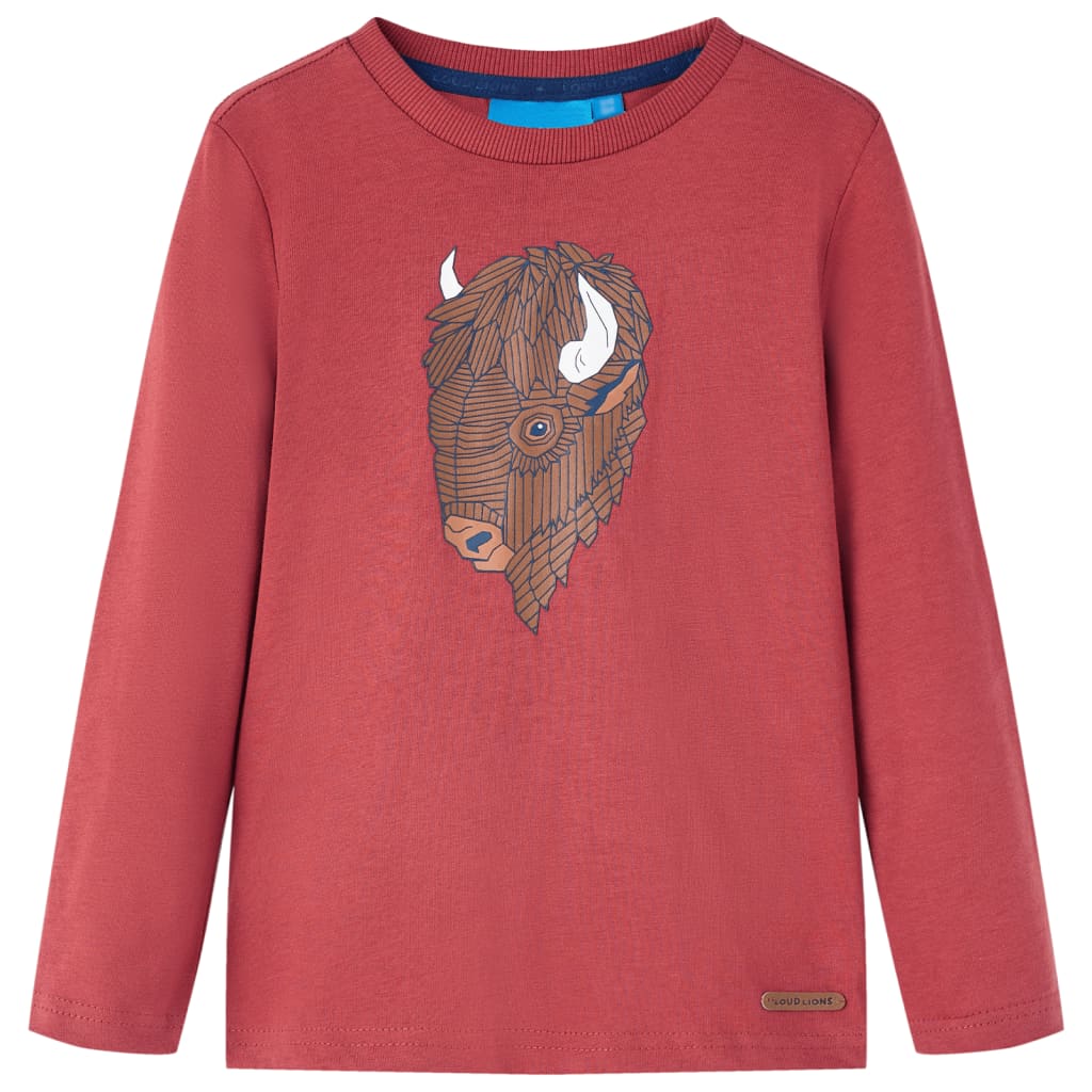 Vidaxl -Kinderhemd mit langen Ärmeln 140 rot -Brown