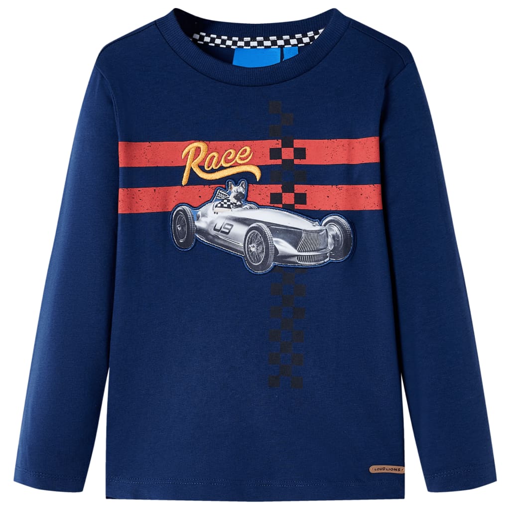 Vidaxl Kinderhemd mit langen Ärmeln 104 Marineblau