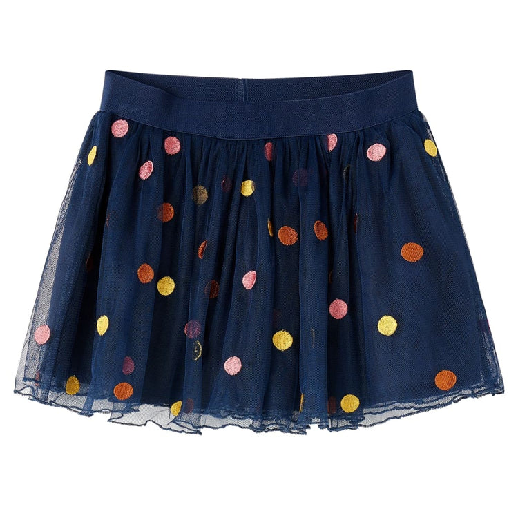 Vidaxl Kinderrock mit Tulle und Punkten 128 Marineblau