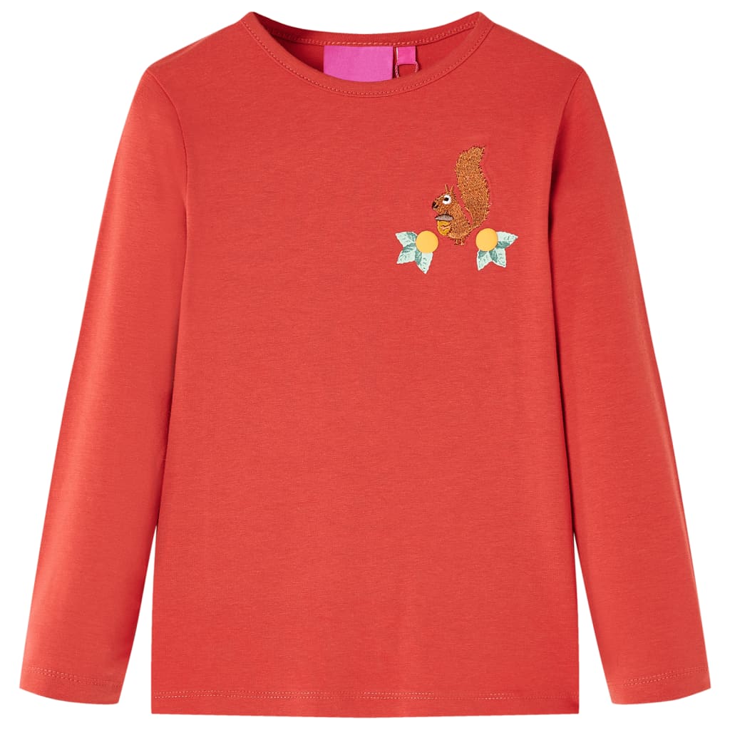 Vidaxl -Kinderhemd mit langen Ärmeln 128 rot -Brown