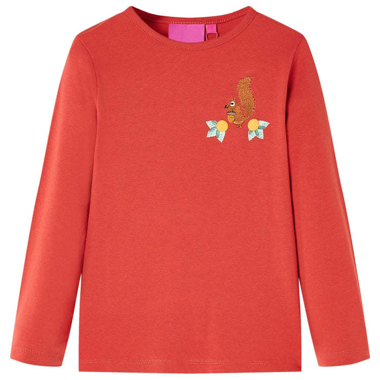 Vidaxl -Kinderhemd mit langen Ärmeln 128 rot -Brown