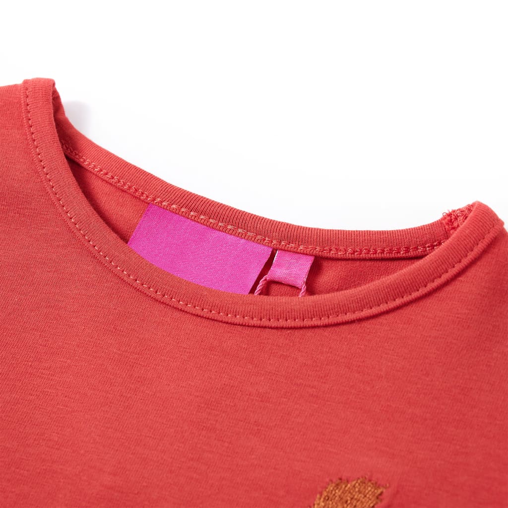 Vidaxl -Kinderhemd mit langen Ärmeln 140 rot -Brown