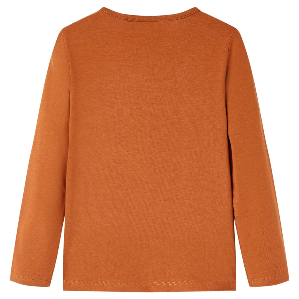Vidaxl -Kinderhemd mit langen Ärmeln 104 Cognac gefärbt