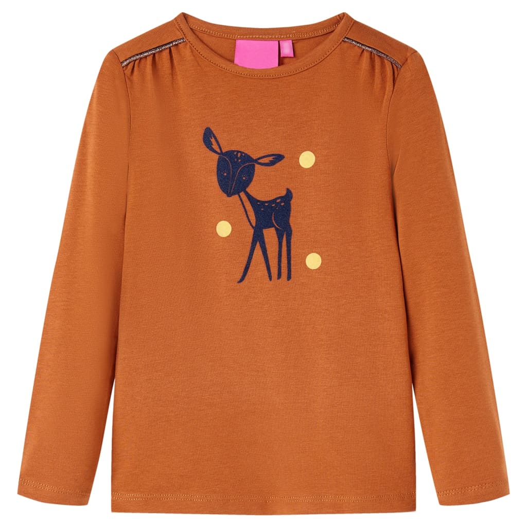 Vidaxl Kinderhemd mit langen Ärmeln 116 Cognac gefärbt