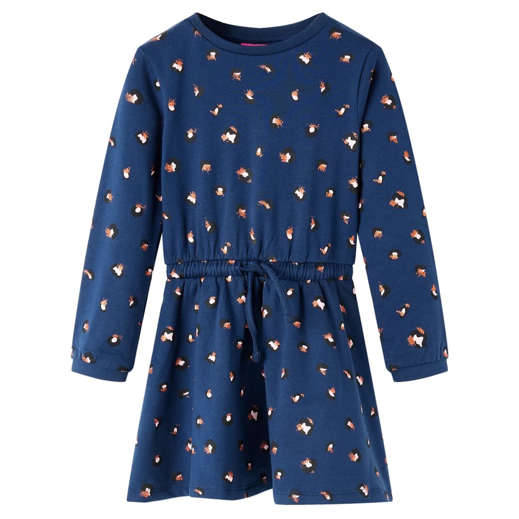 Vidaxl Kinderkleid mit langen Ärmeln 92 Marineblau