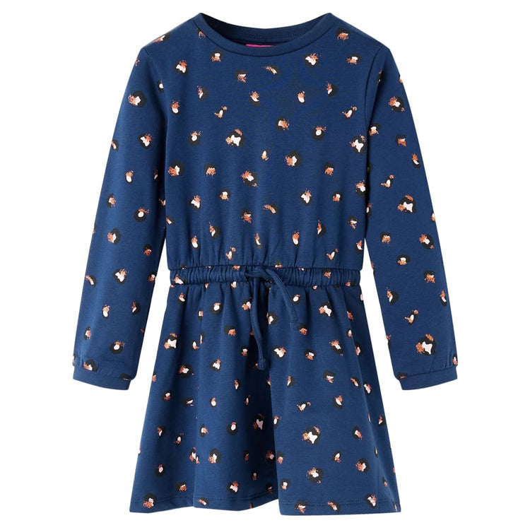 Vidaxl Kinderkleid mit langen Ärmeln 92 Marineblau