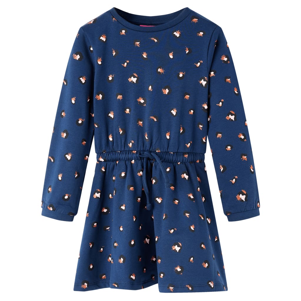 Vidaxl Kinderkleid mit langen Ärmeln 104 Marineblau