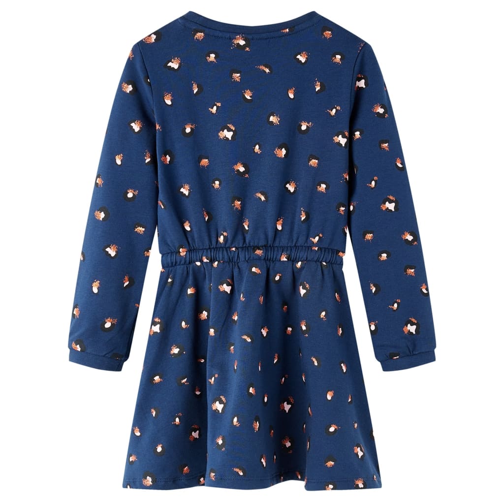 Vidaxl Kinderkleid mit langen Ärmeln 128 Marineblau