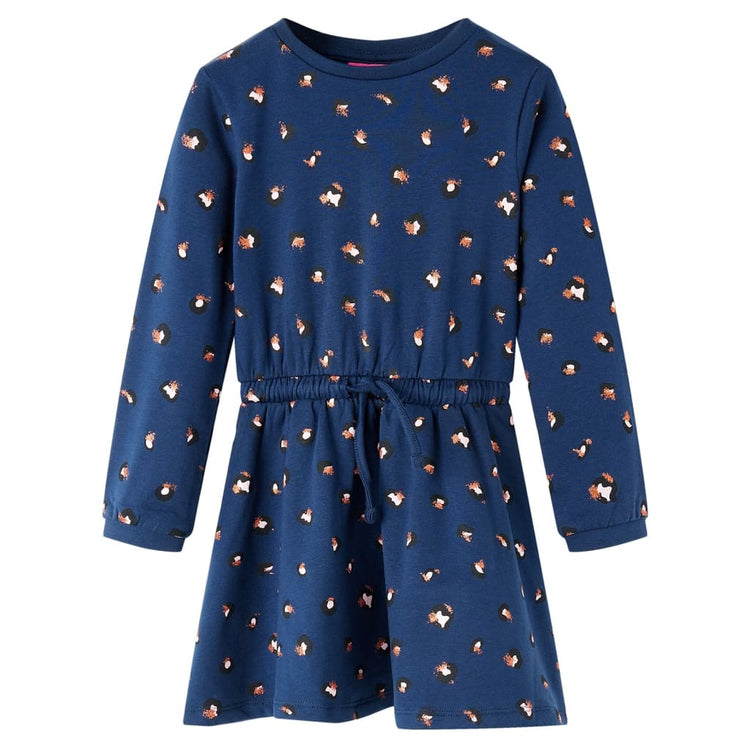 Vidaxl Kinderkleid mit langen Ärmeln 140 Marineblau