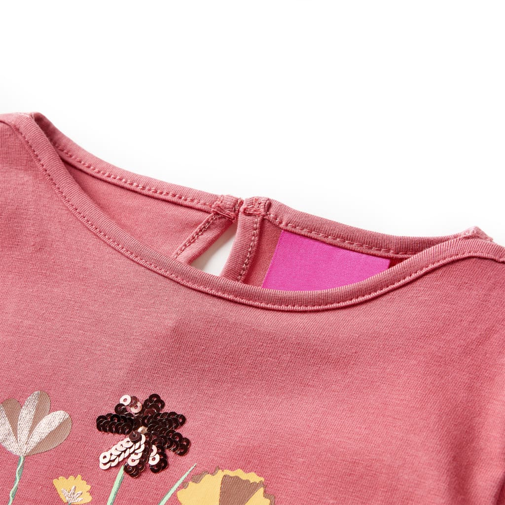 Vidaxl -Kinderhemd mit langen Ärmeln 140 alt Pink