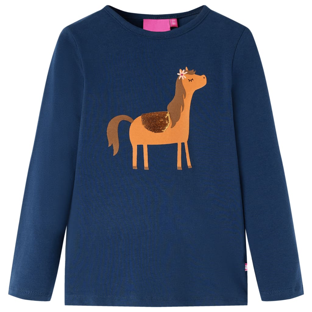 Vidaxl -Kinderhemd mit langen Ärmeln 92 Marineblau