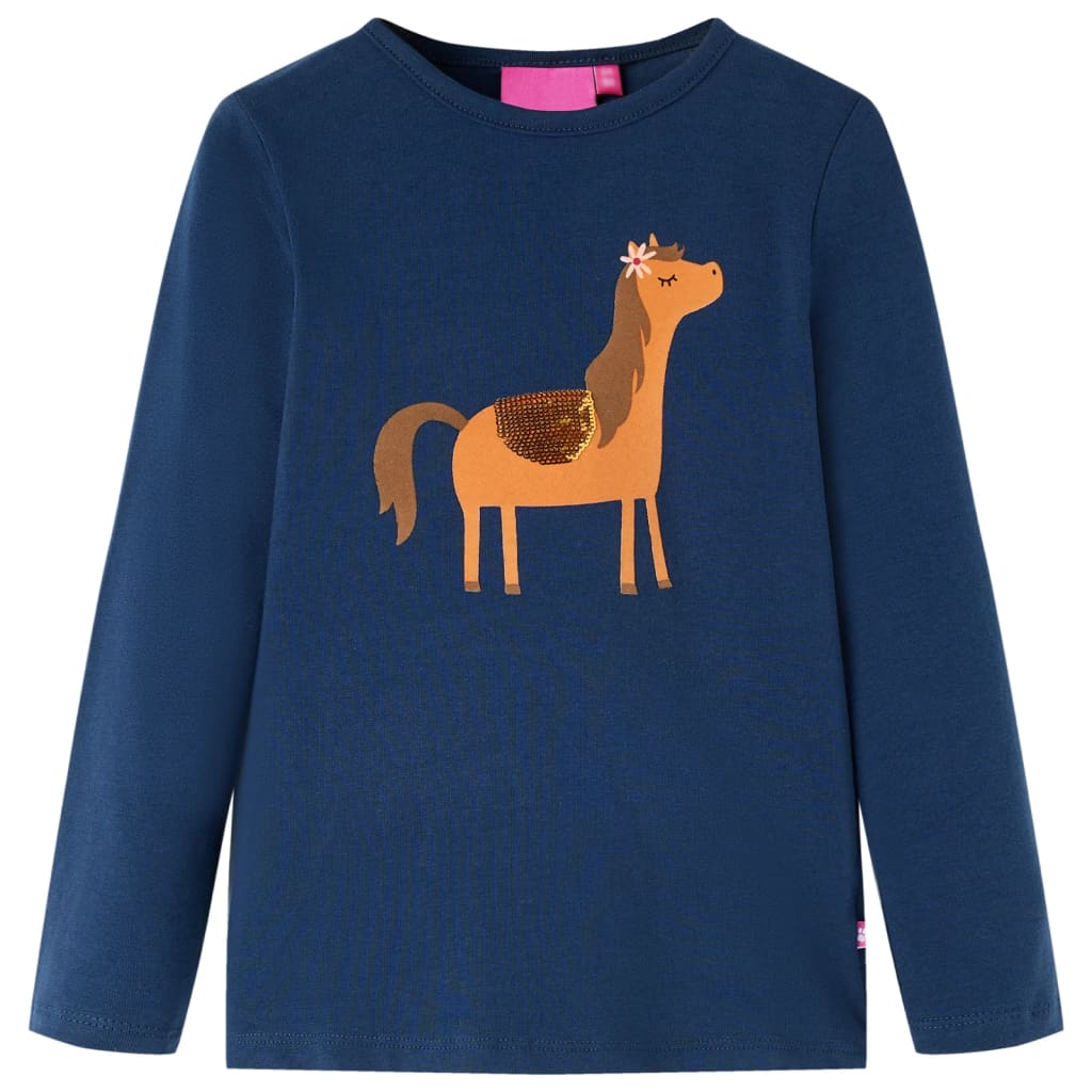 Vidaxl Kinderhemd mit langen Ärmeln 104 Marineblau