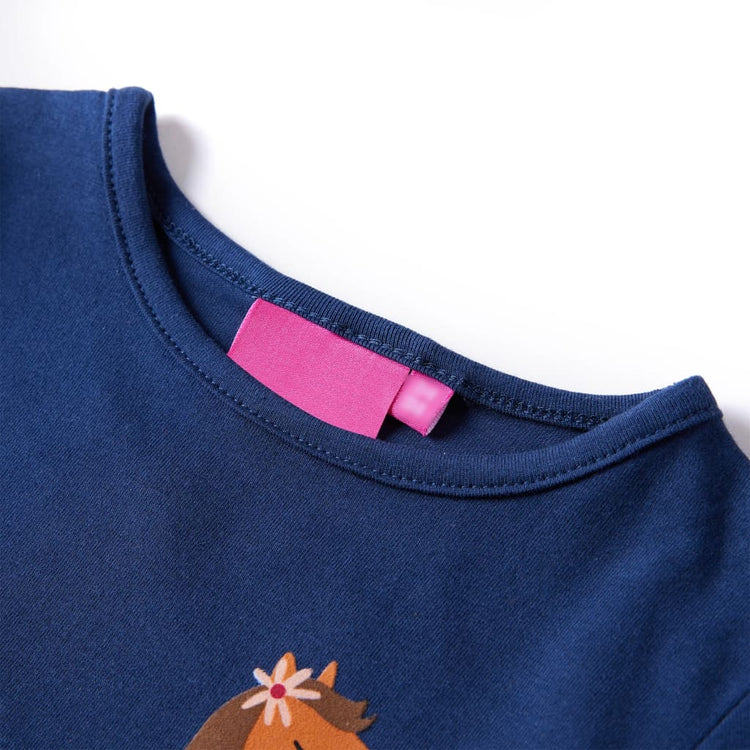 Vidaxl Kinderhemd mit langen Ärmeln 116 Marineblau