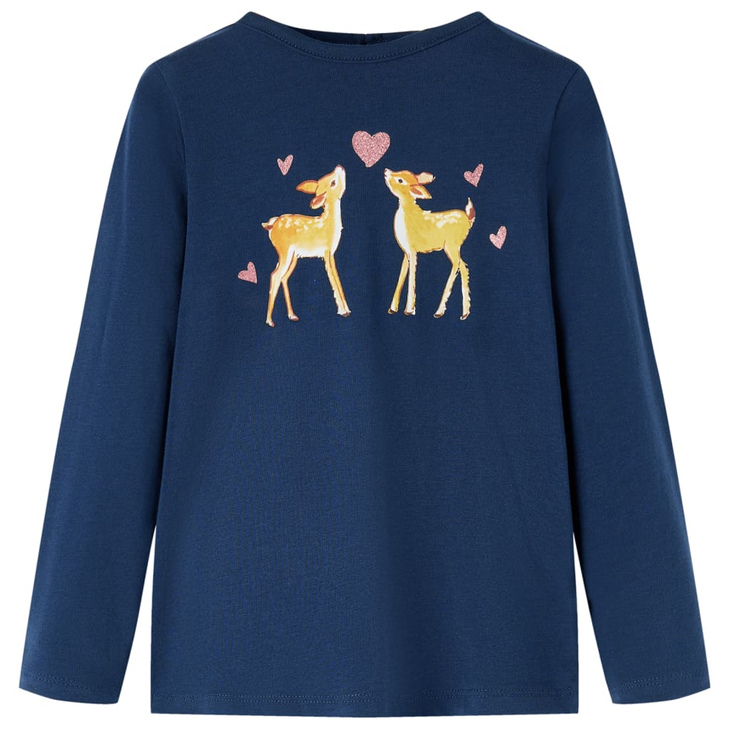 Vidaxl Kinderhemd mit langen Ärmeln 128 Marineblau