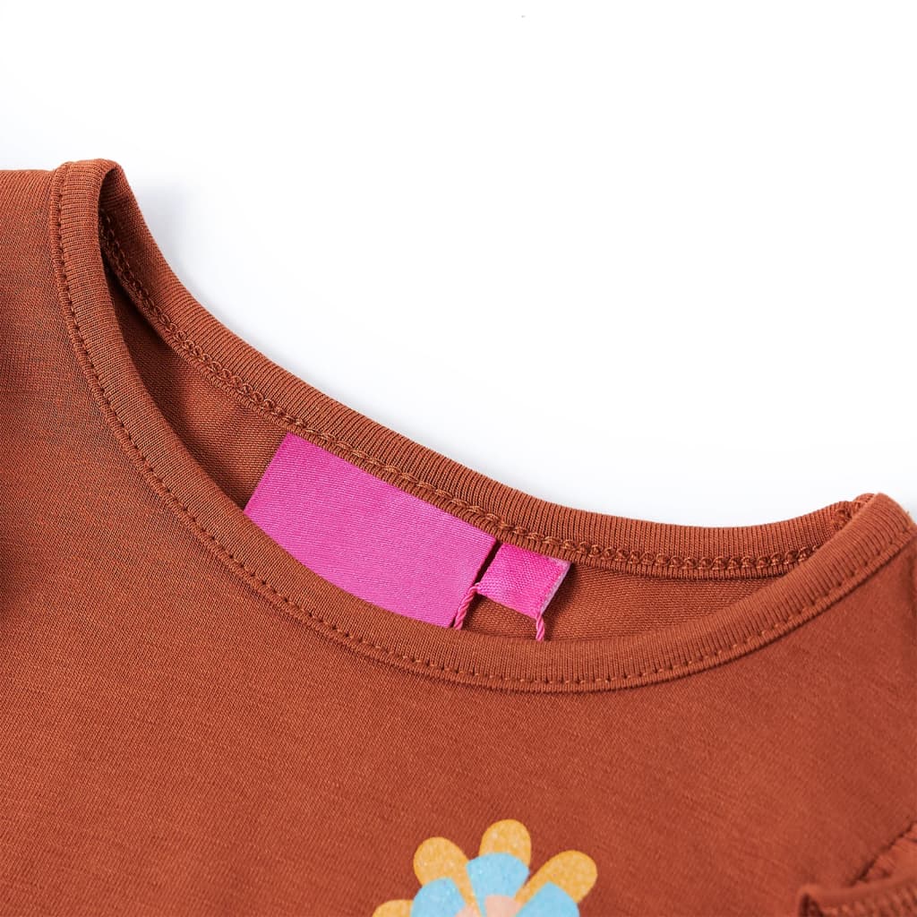 Vidaxl -Kinderhemd mit langen Ärmeln 104 Cognac gefärbt