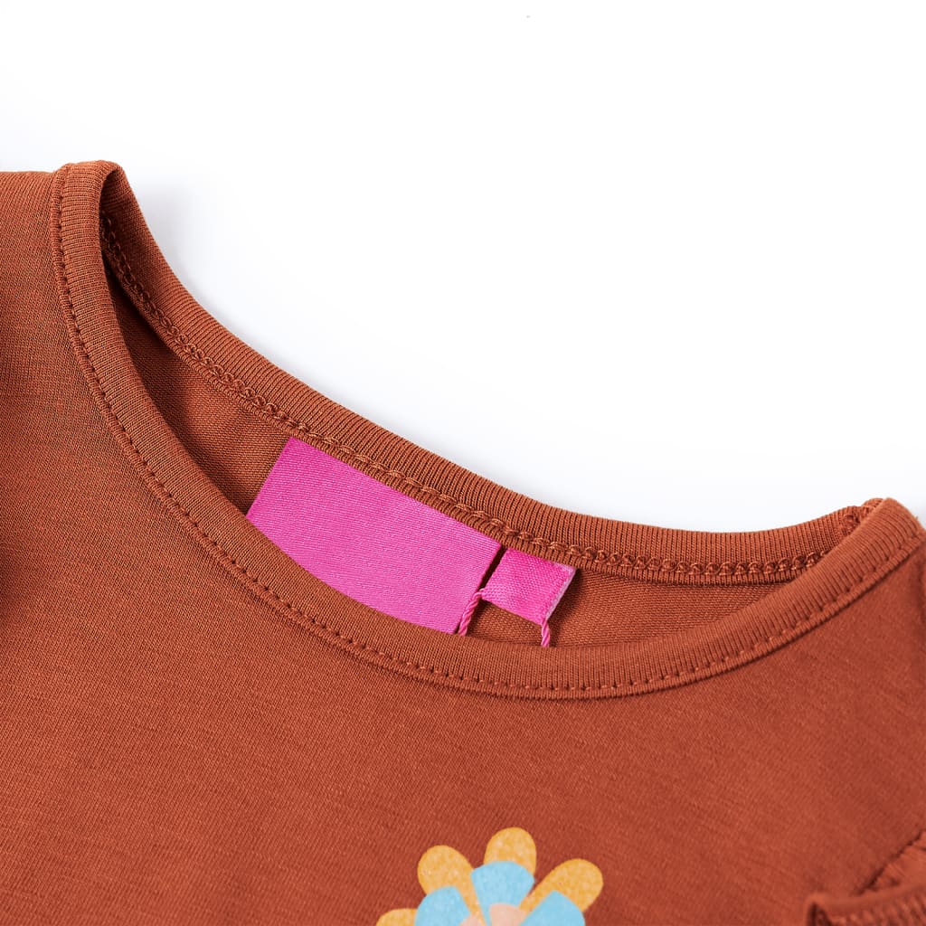 Vidaxl -Kinderhemd mit Langarm 140 Cognac gefärbt