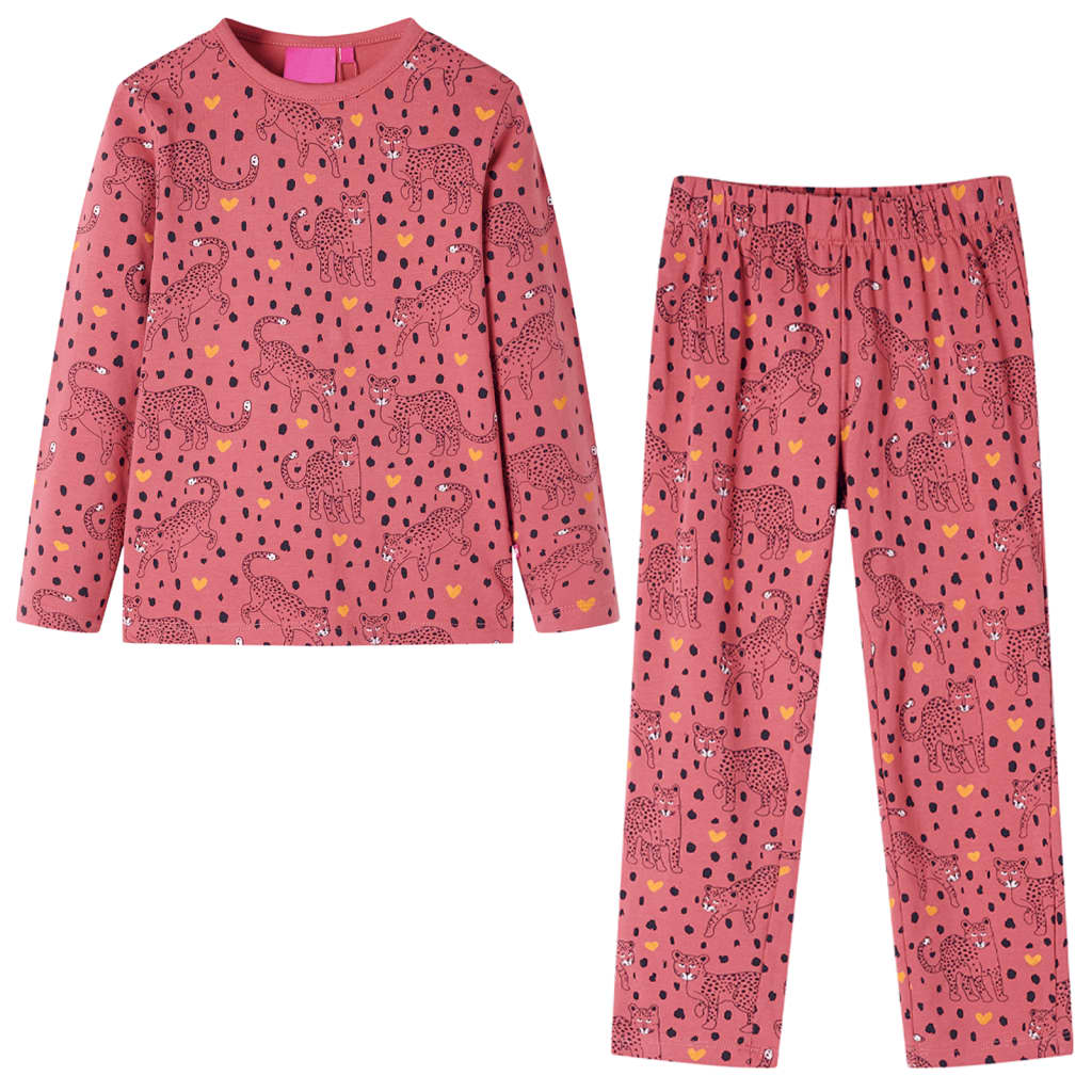 Vidaxl Kinderpyjamas mit langen Ärmeln 140 Old Pink