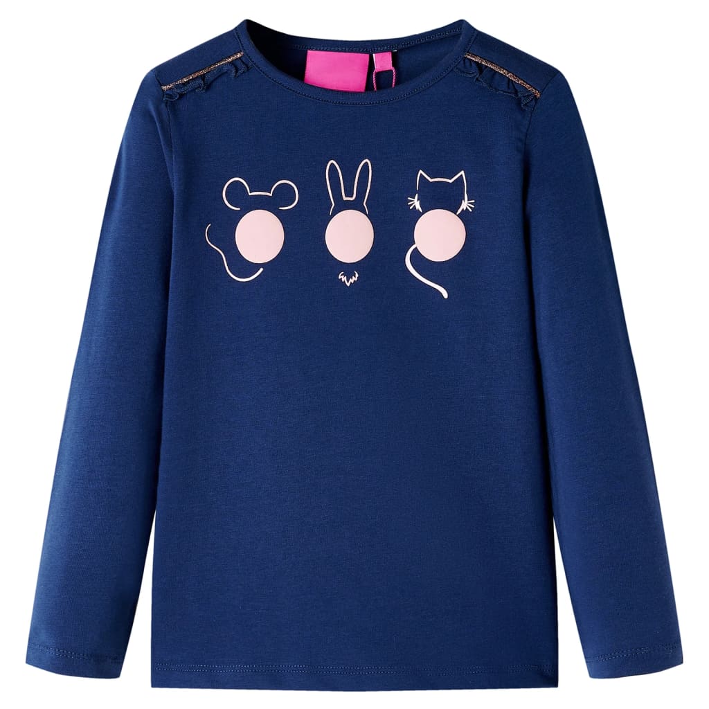 Vidaxl -Kinderhemd mit langen Ärmeln 92 Marineblau