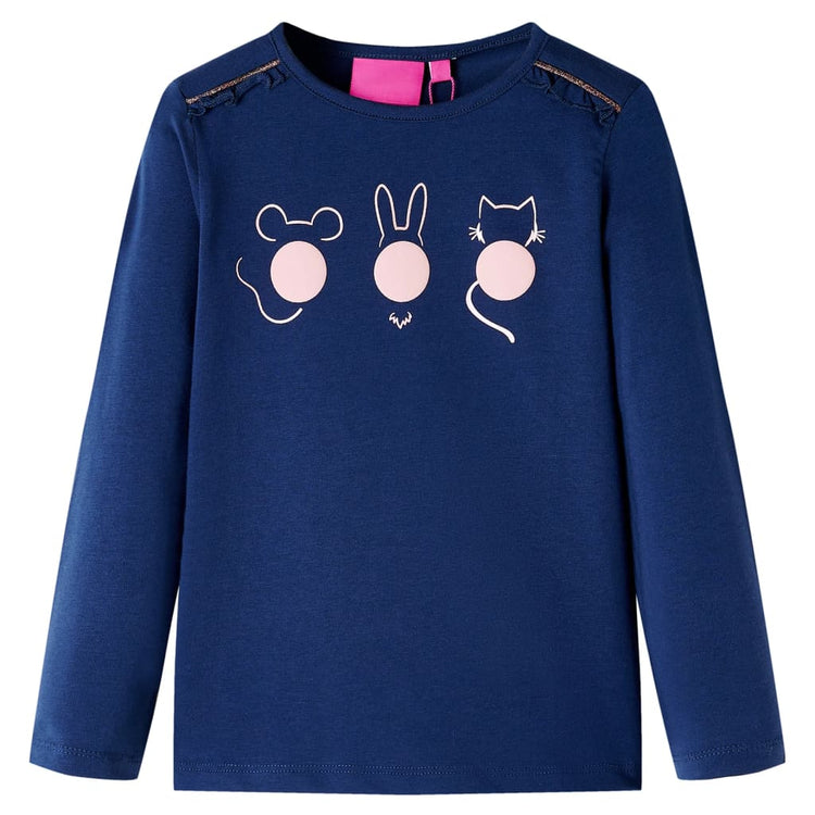 Vidaxl -Kinderhemd mit langen Ärmeln 92 Marineblau