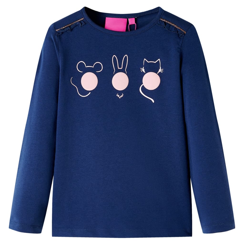 Vidaxl Kinderhemd mit langen Ärmeln 104 Marineblau