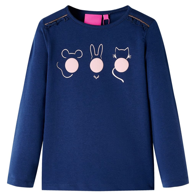 Vidaxl Kinderhemd mit langen Ärmeln 104 Marineblau