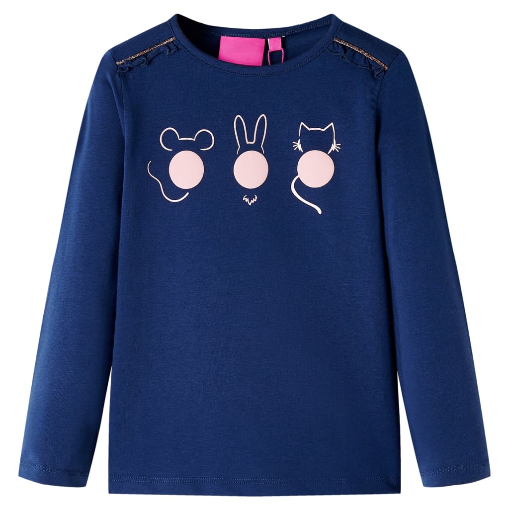 Vidaxl Kinderhemd mit langen Ärmeln 116 Marineblau
