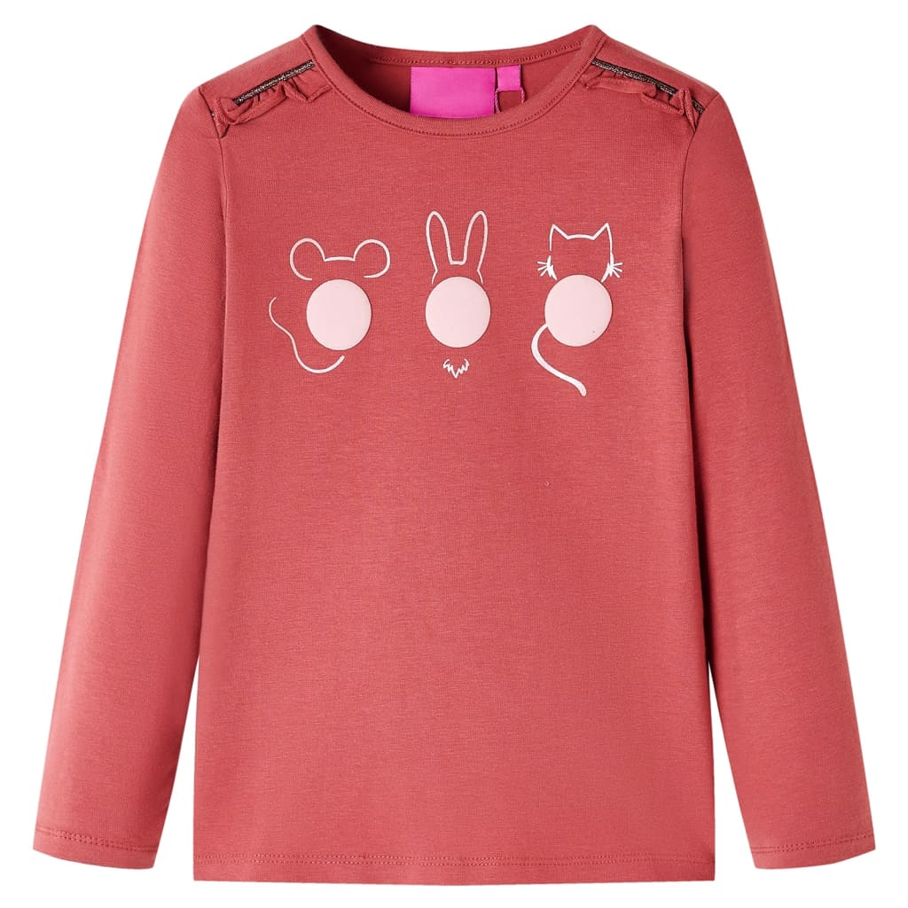 Vidaxl -Kinderhemd mit langen Ärmeln 116 Rose Braun