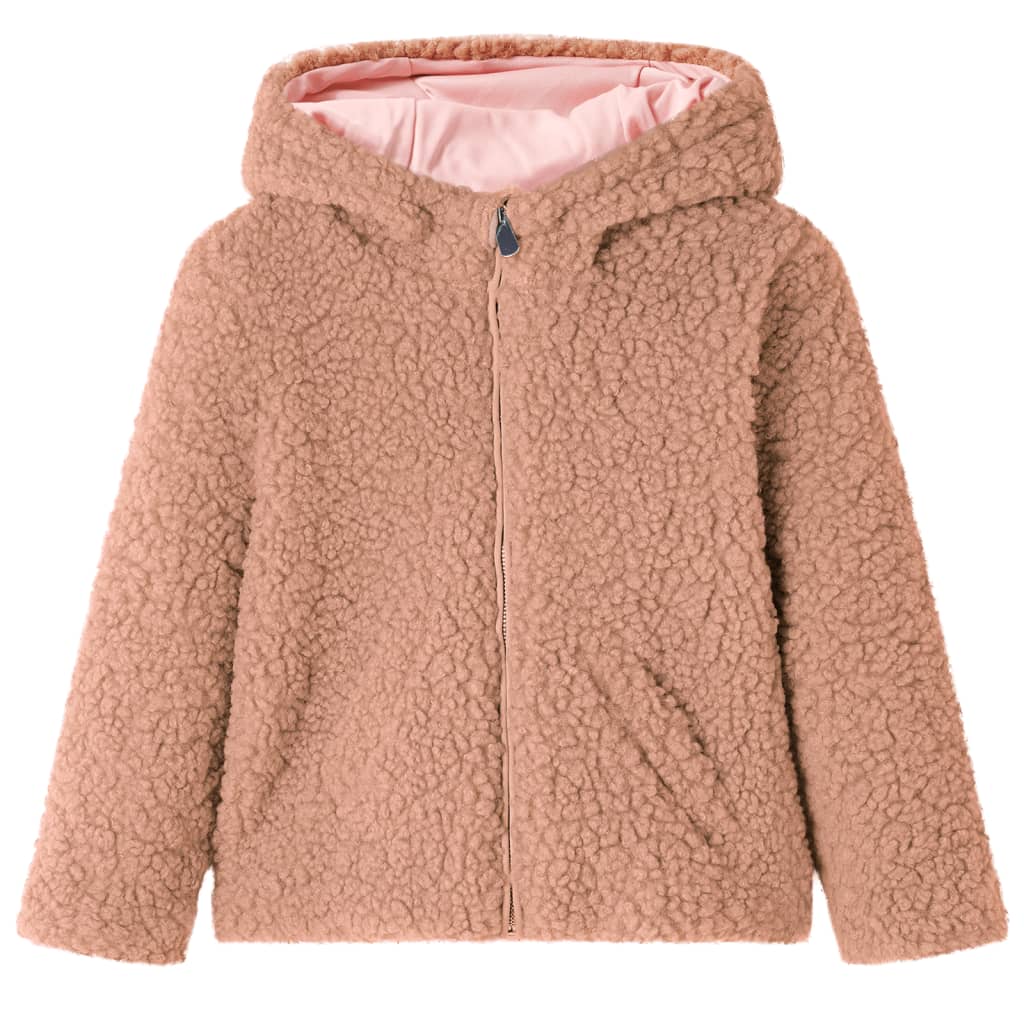 Vidaxl Kinderjacke mit Motorhaube 140 Teddy künstliches Fahrzeug Licht Cognac gefärbt