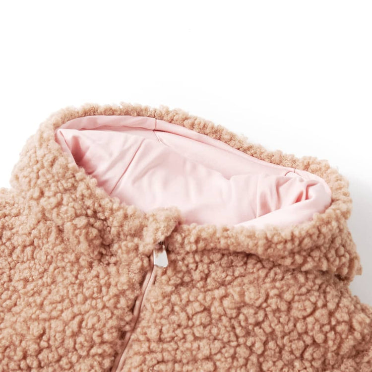 Vidaxl Kinderjacke mit Motorhaube 140 Teddy künstliches Fahrzeug Licht Cognac gefärbt