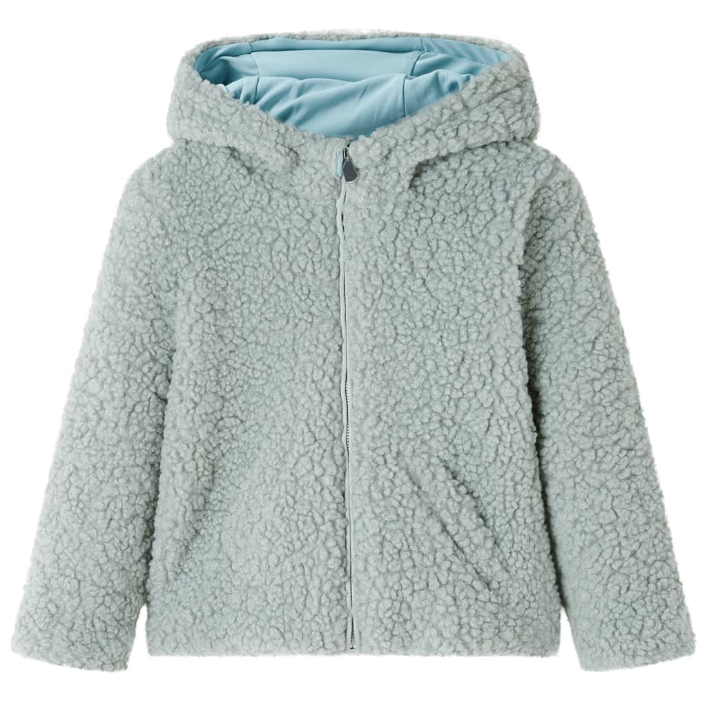 Vidaxl Kinderjacke mit Kapuze Teddy 140 künstliches Fahrzeug Minze Grün grün