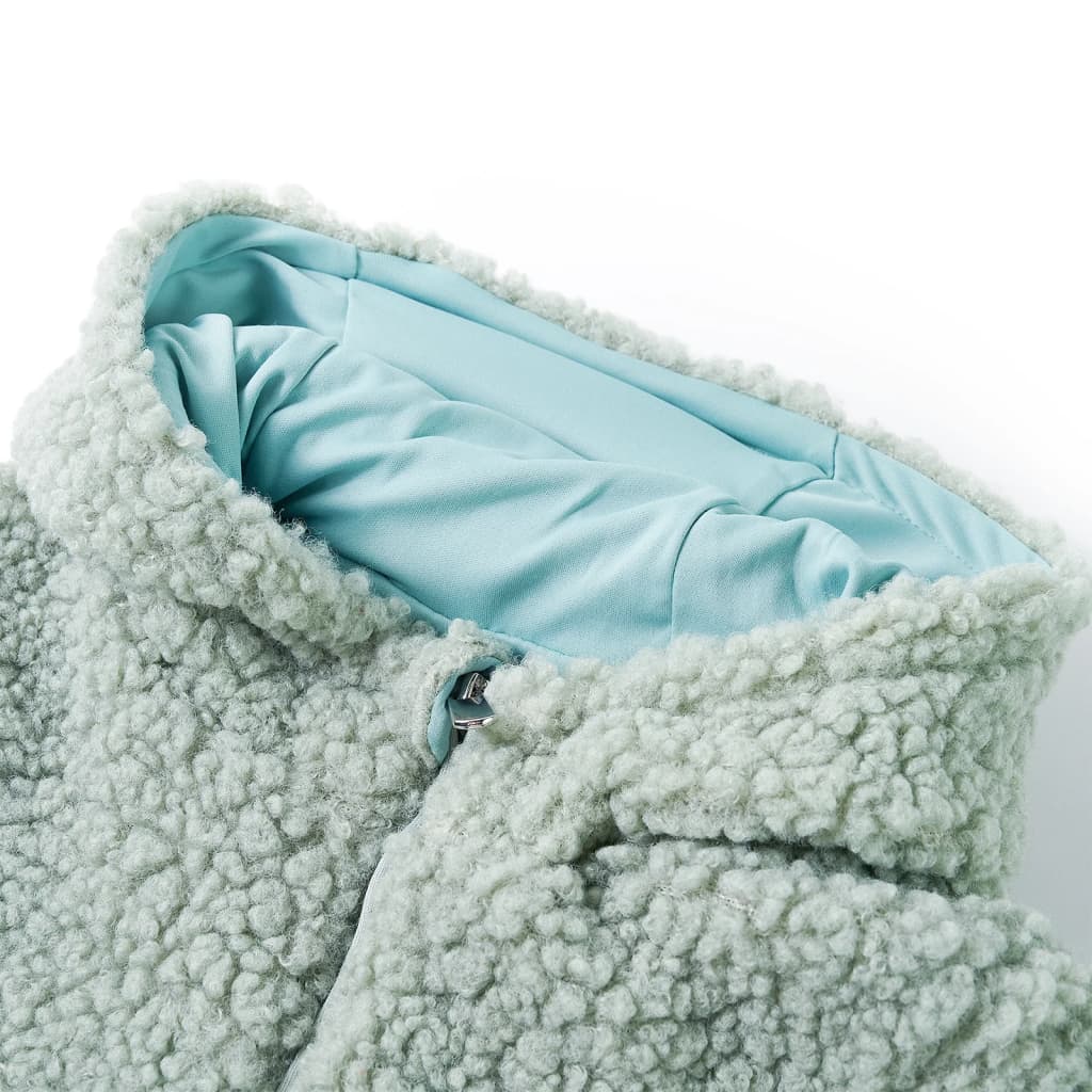 Vidaxl Kinderjacke mit Kapuze Teddy 140 künstliches Fahrzeug Minze Grün grün