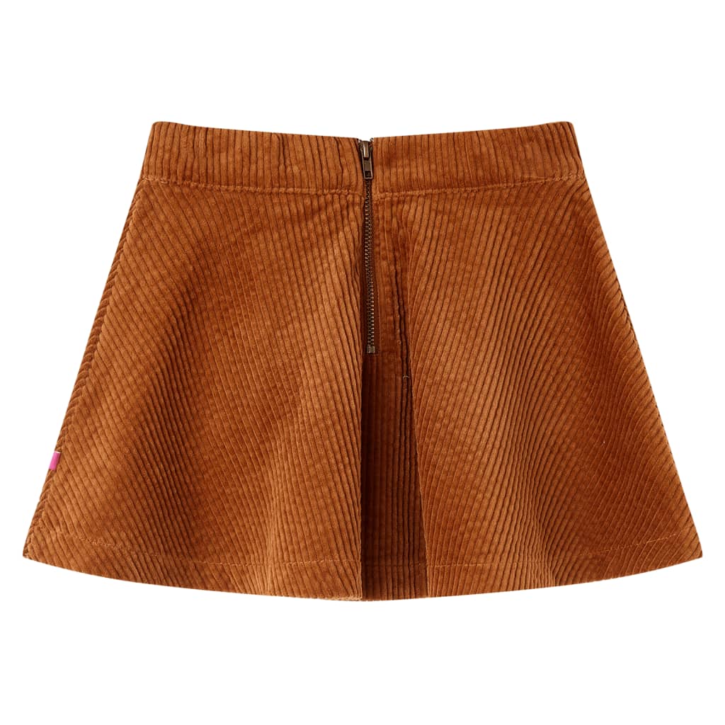 Vidaxl -Kinderrock mit Taschen aus Rippenleiden 92 Cognac gefärbt