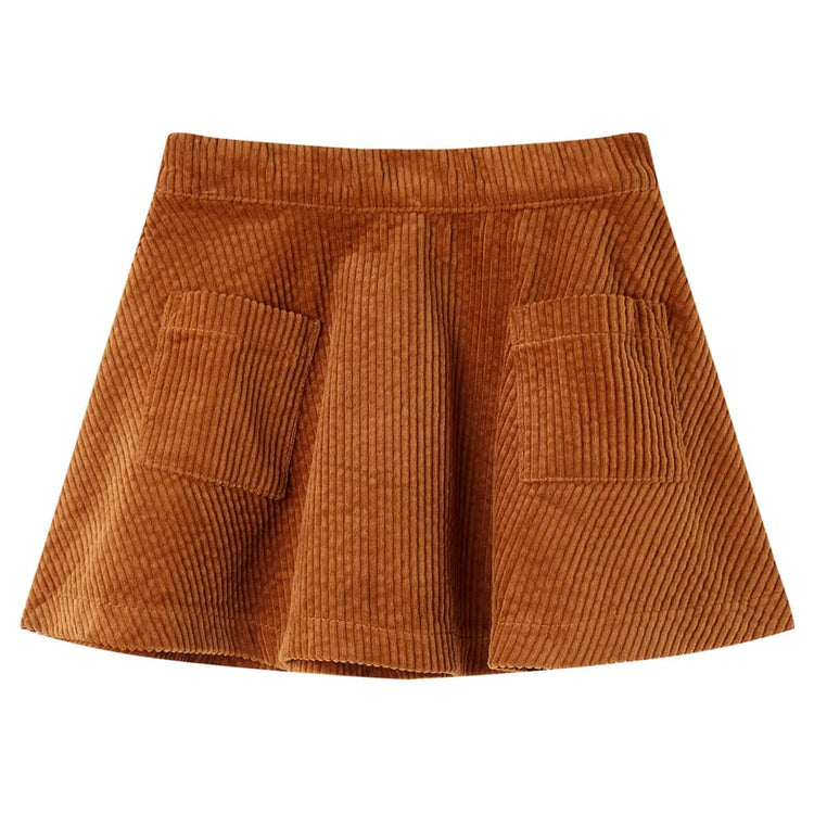 Vidaxl -Kinderrock mit Taschen aus Rippen Samt 116 Cognac gefärbt