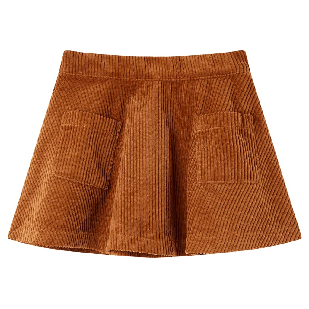 Vidaxl -Kinderrock mit Taschen aus Rippenletter 140 Cognac gefärbt