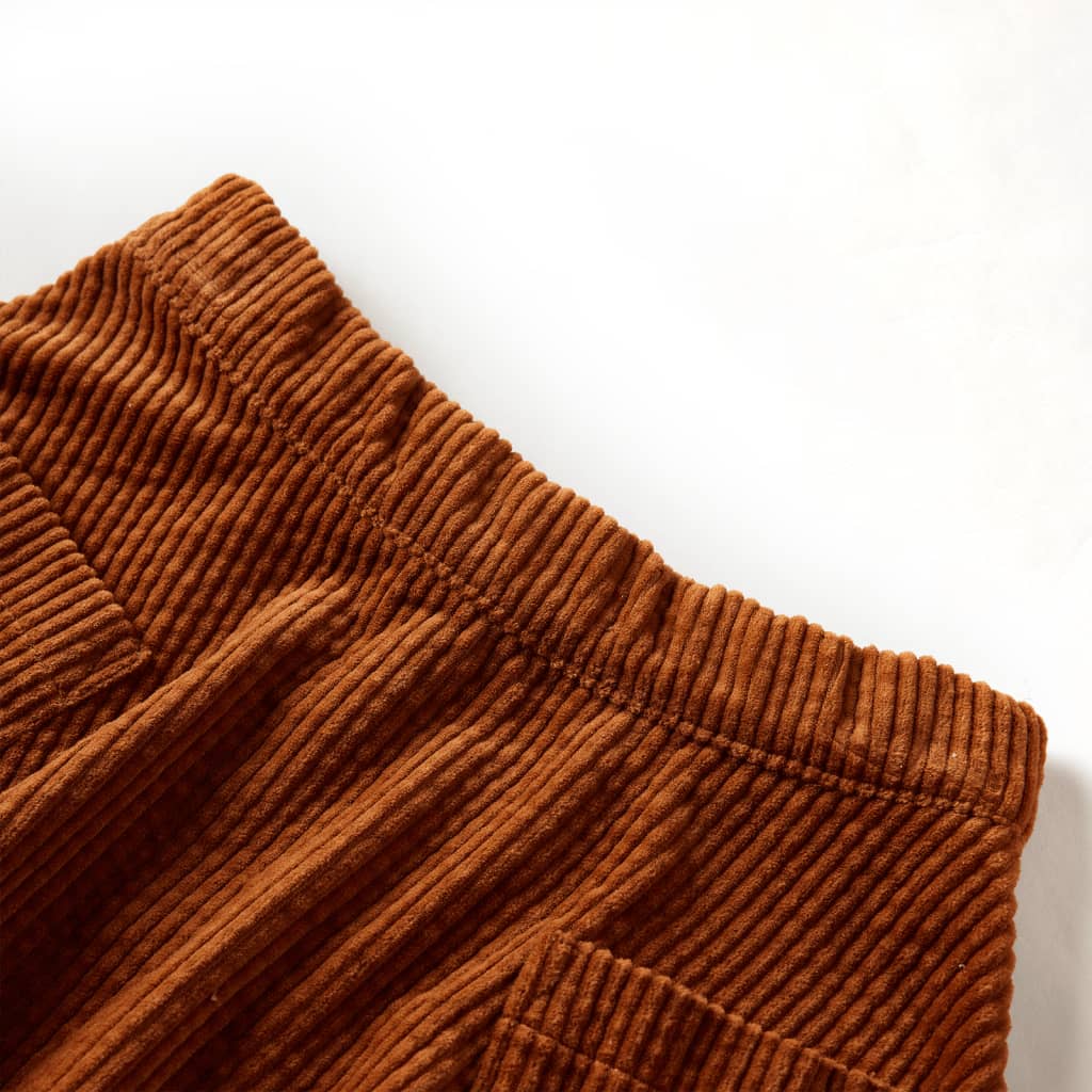 Vidaxl -Kinderrock mit Taschen aus Rippenletter 140 Cognac gefärbt